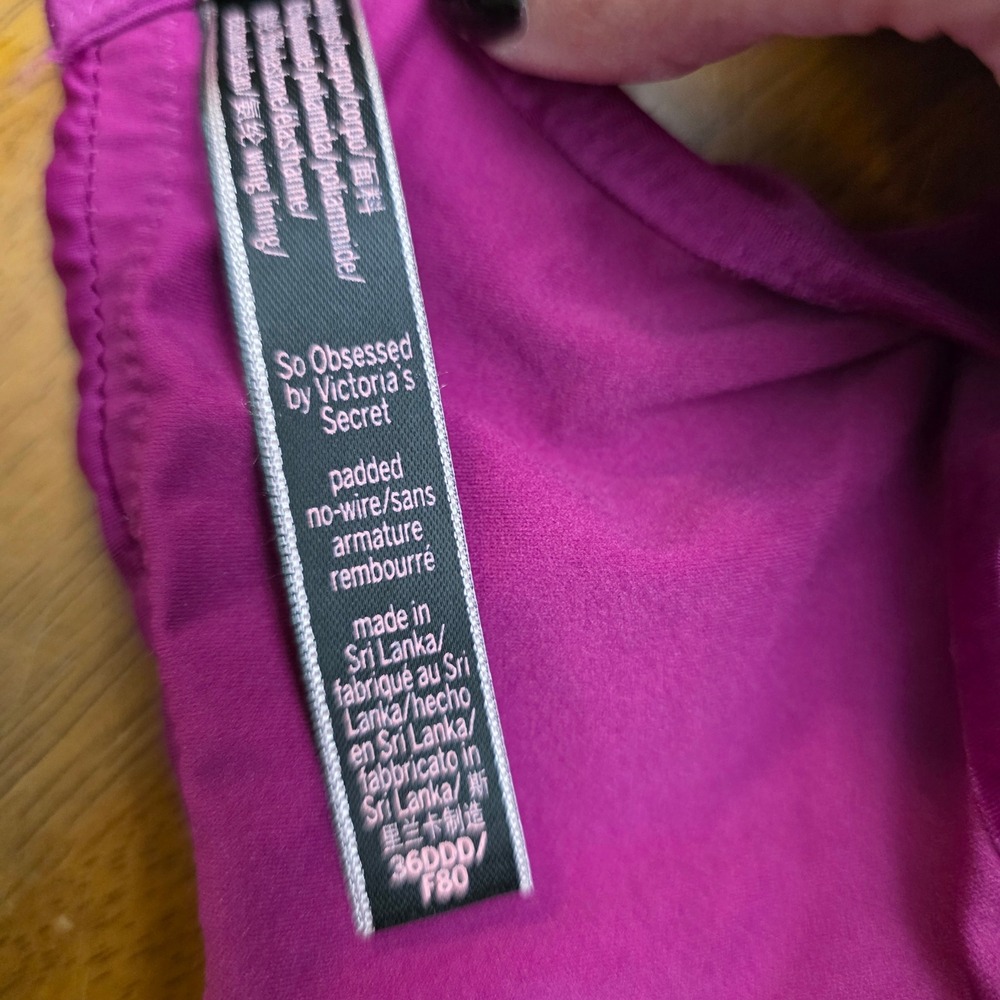 Victoria's Secret So Obsessed Padded No Wire Bra 36DDD Magenta Purple - Picture 5 of 5